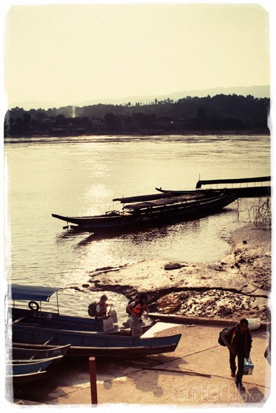 Boats to cross the Mekong River