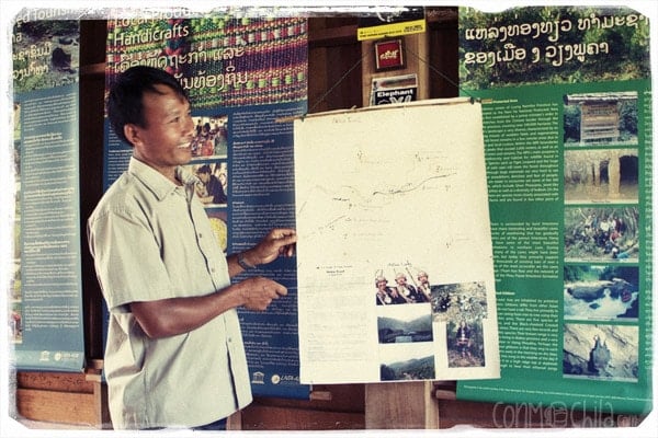 Explicaciones del trekking en Vieng Phouka Ecoguide Service