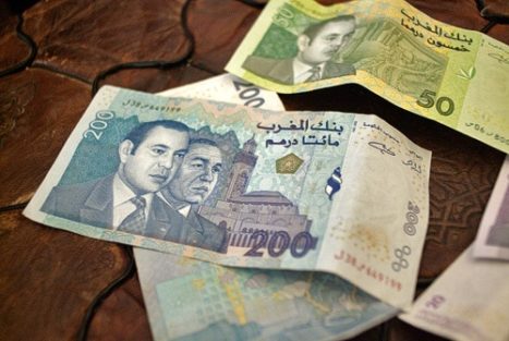 Detalle de los billetes marroquíes