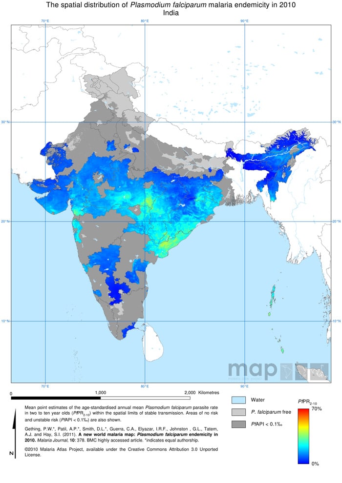 Mapa de la malaria en India
