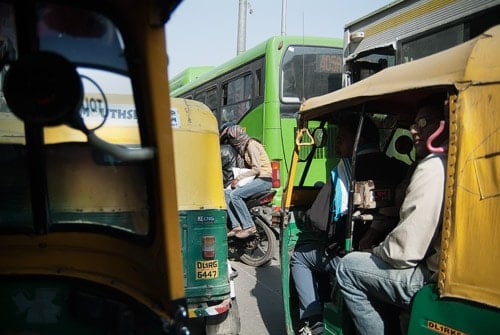 Aglomeración de rickshaws