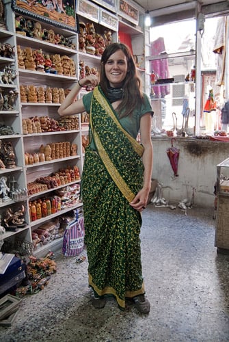 Uno de los saris que me probé