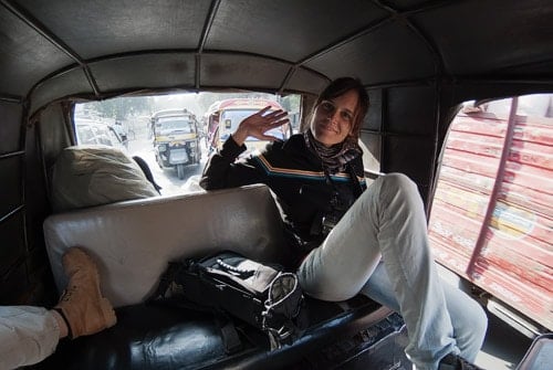 En el interior del rickshaw camino de Orchha