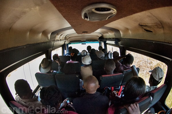 Vista del interior del mini-bus