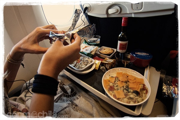 La cena en el avión