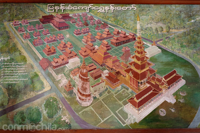 Dibujo de la zona del palacio real de Mandalay