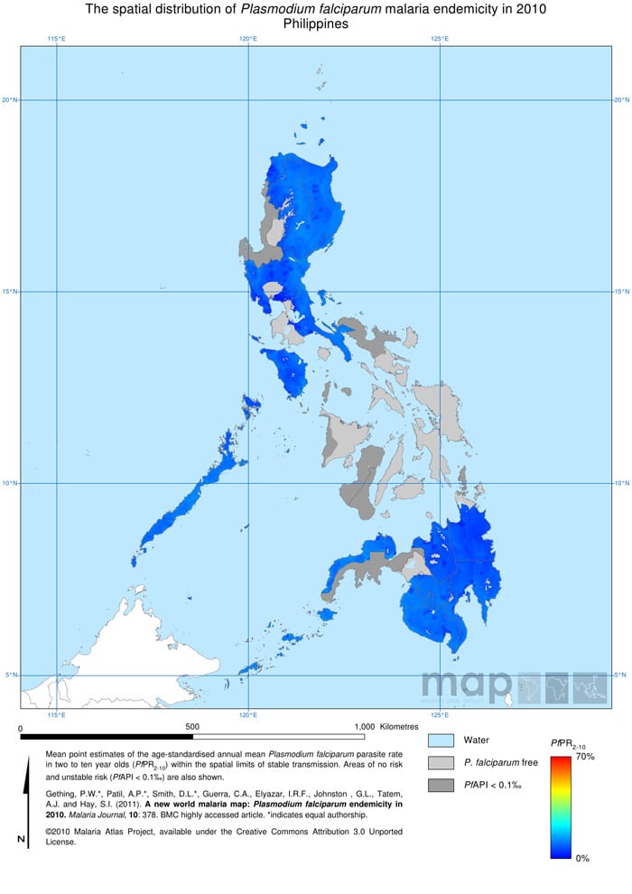 Mapa de la malaria en Filipinas