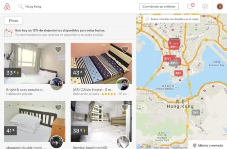 Detalle de búsqueda en Airbnb