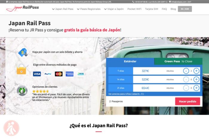 Web del Japan Rail Pass