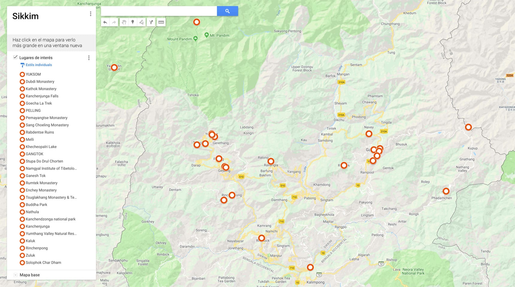 Mapa de Sikkim