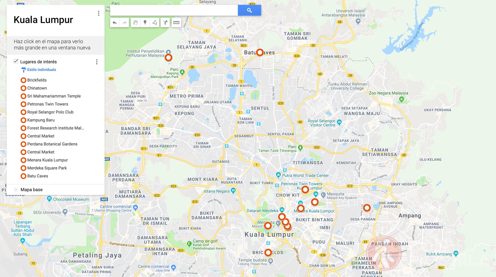 Mapa de Kuala Lumpur