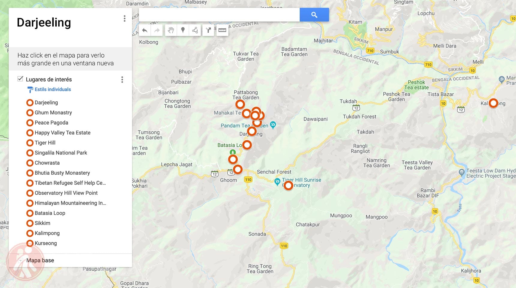 Mapa de Darjeeling