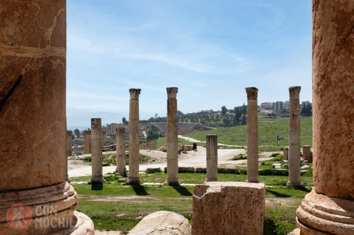 Vista de las ruinas de Jerash desde el templo de artemisa