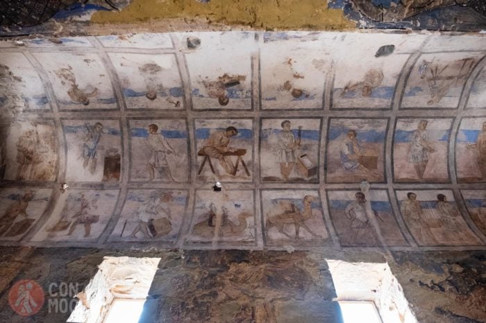 Detalle de los frescos del castillo de Qusayr Amra