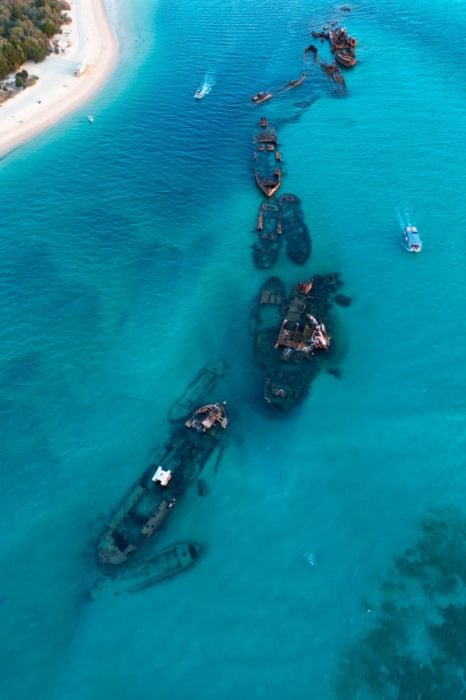 Foto aérea del naufragio Tangalooma