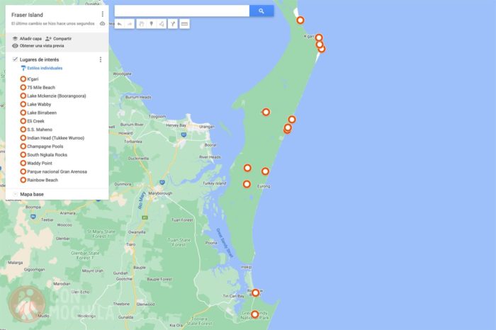 Mapa Fraser Island