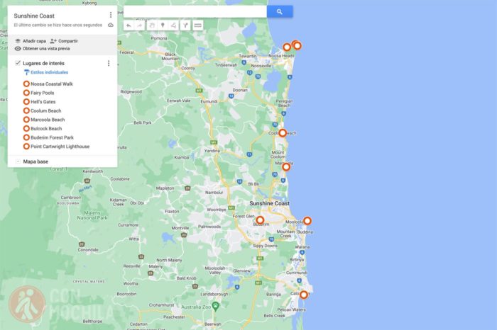 Mapa de Sunshine Coast