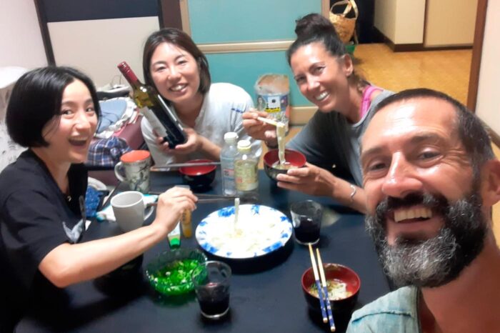 Después de la masterclass, cenando pasta udon